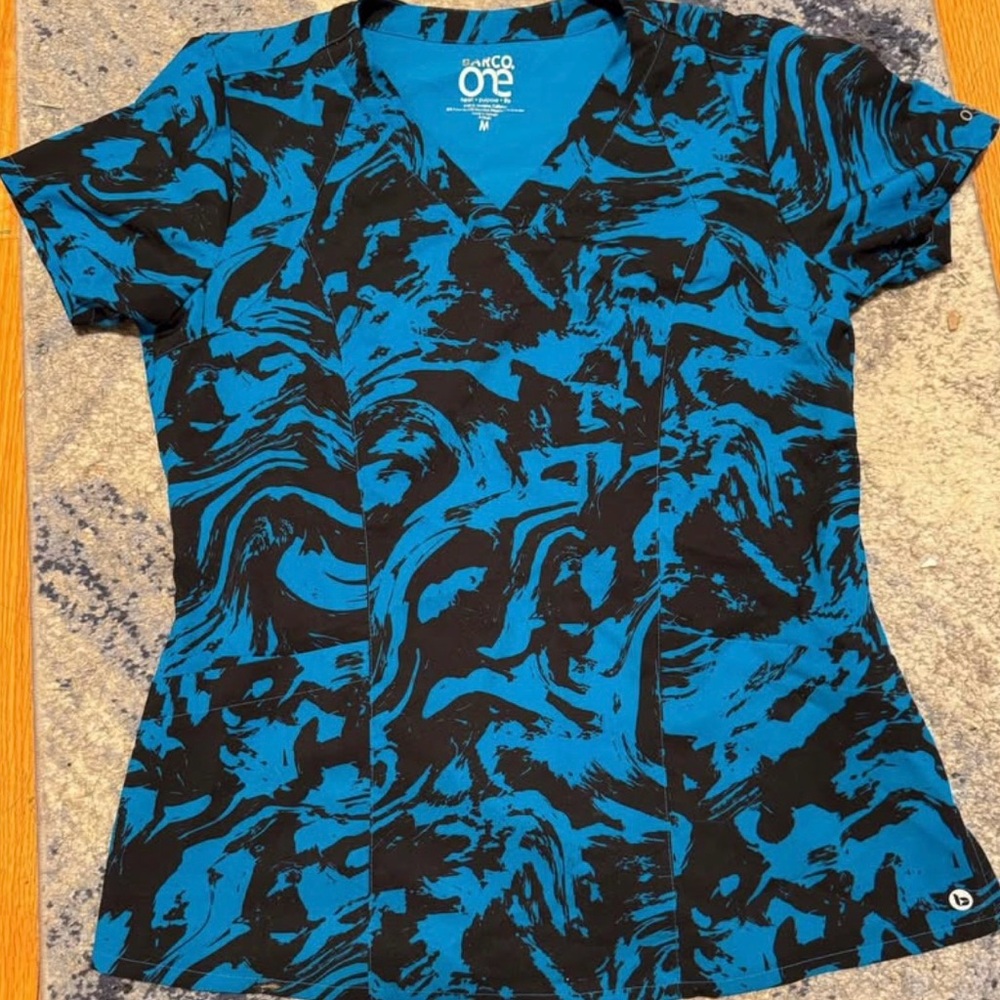 Barco Uniforms Blue and Black Graphic Fitted Tee